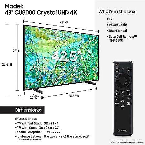 �������� 43 ��� 4K CRYSTAL UHD ����� �� �������, 2.5 �"�, ��� ����� ����� ���� ����� SAMSUNG ��� UE43CU8000